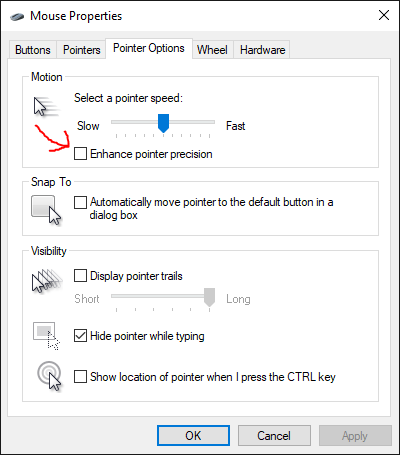 What it's supposed to look like when mouse acceleration is disabled.