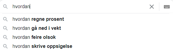 "How to calculate percentage" is Google's top suggestion for "How".